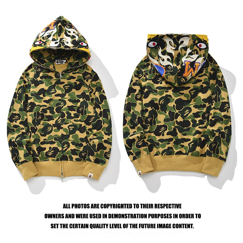 Bathing Ape Hoodie Joint S24 Falcon Full Zip Camouflage Loose Hooded Sweater