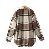 Women T-Shirt Autumn Women's Woolen Plaid Shirt Coat