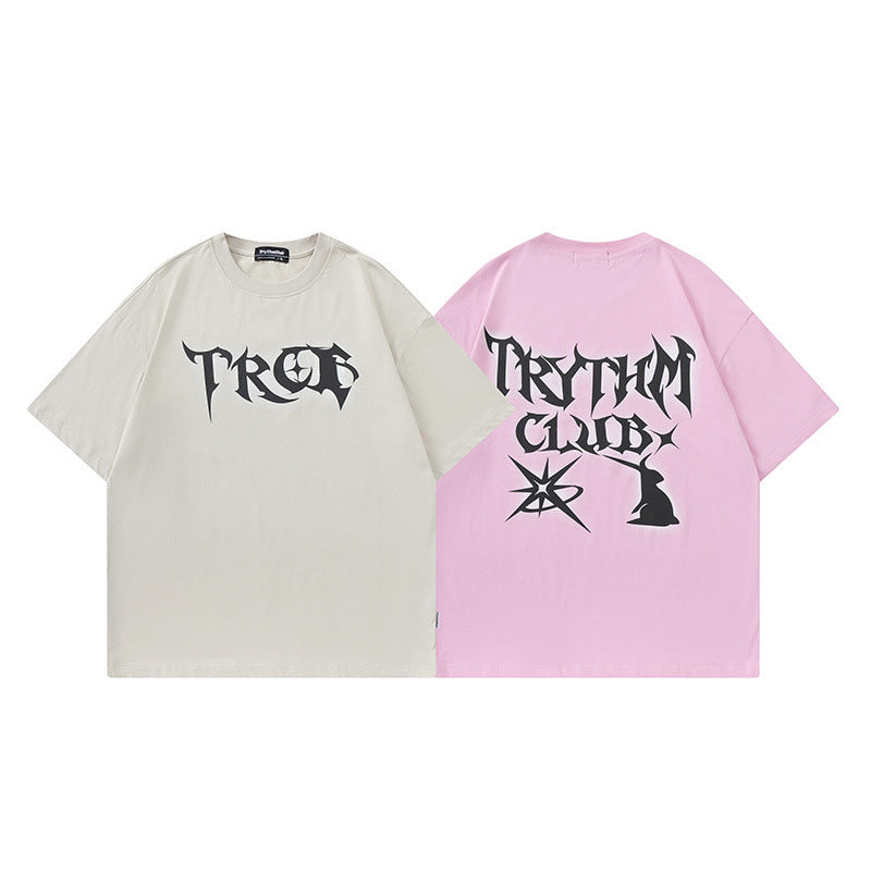 Men T Shirt Street Graffiti Printing Short Sleeve T-shirt Men and Women Hip Hop Couple