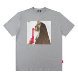 Men T Shirt Loose Short Sleeve T-shirt Male and Female Personality Printed Cotton round Neck