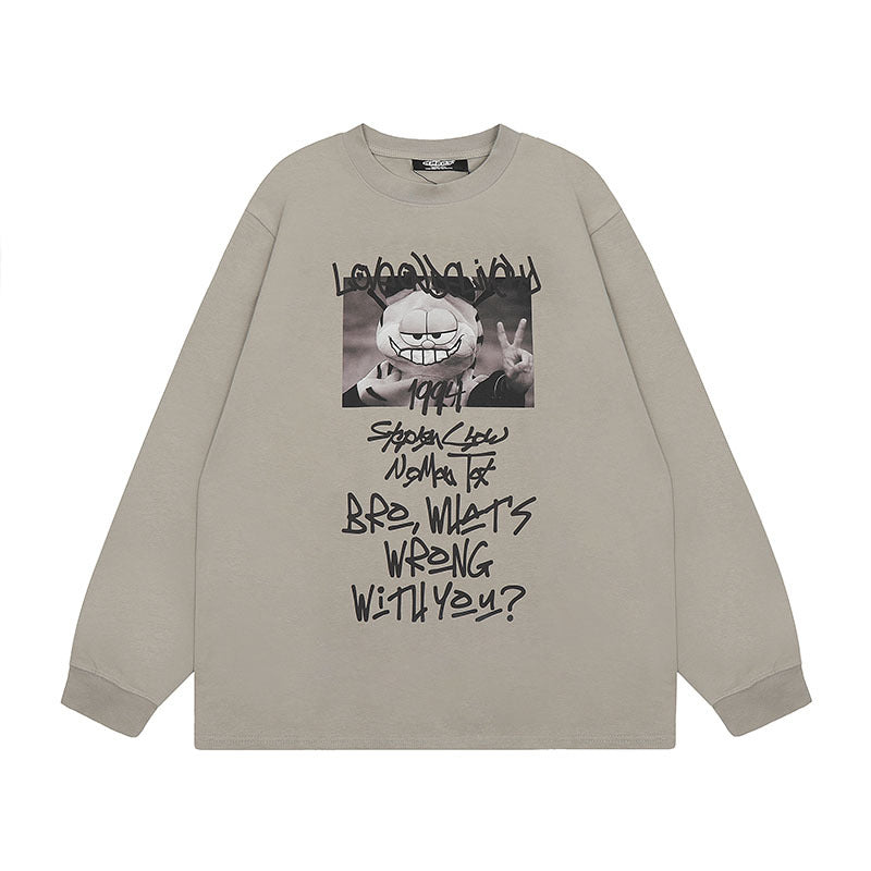 Men Long Sleeve Shirt Printed Long Sleeve Bottoming T-shirt Men and Women Vintage Basic All-Matching Long Sleeve