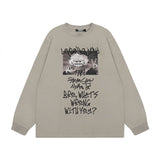 Men Long Sleeve Shirt Printed Long Sleeve Bottoming T-shirt Men and Women Vintage Basic All-Matching Long Sleeve