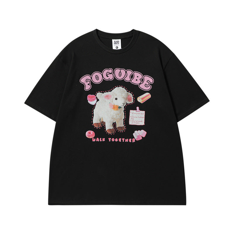 Men T Shirt Letter Printed Cotton Short-Sleeved T-shirt Men's Summer Loose