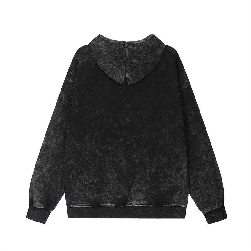 Men Hoodie Washed Old Spray Painting Printed Hoodie