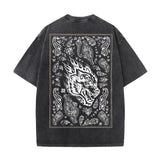 DARC WOLVES Hip Hop Washed Black T-Shirt Streetwear