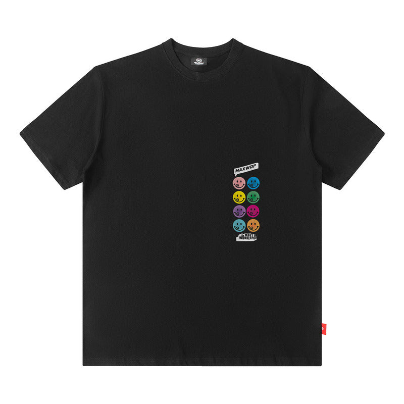 Men T Shirt Street Letter Print Short-Sleeve T-shirt Men's Loose Casual Couple