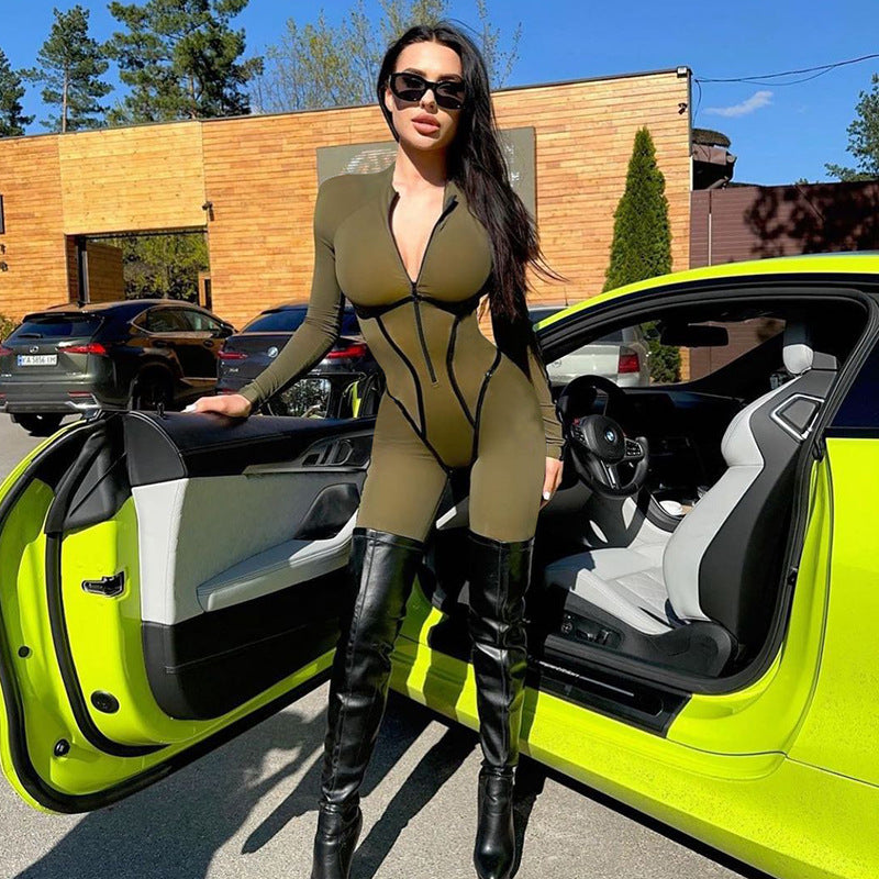 Women Jumpsuit Sports Style Leggings Sexy Hot Girl Long Sleeve Jumpsuit