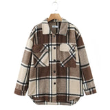 Women T-Shirt Autumn Women's Woolen Plaid Shirt Coat