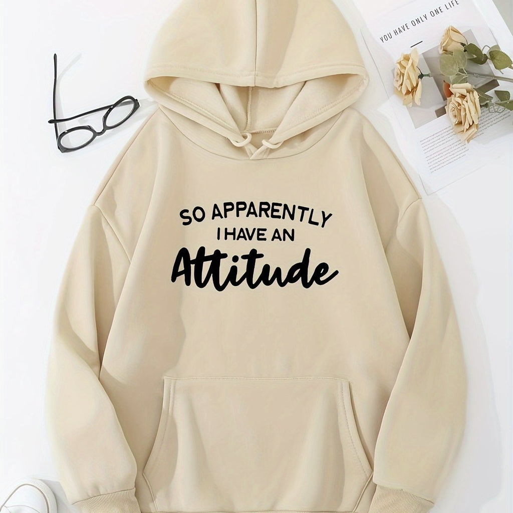 An Attitude Print Hoodies Drawstring Kangaroo Pocket