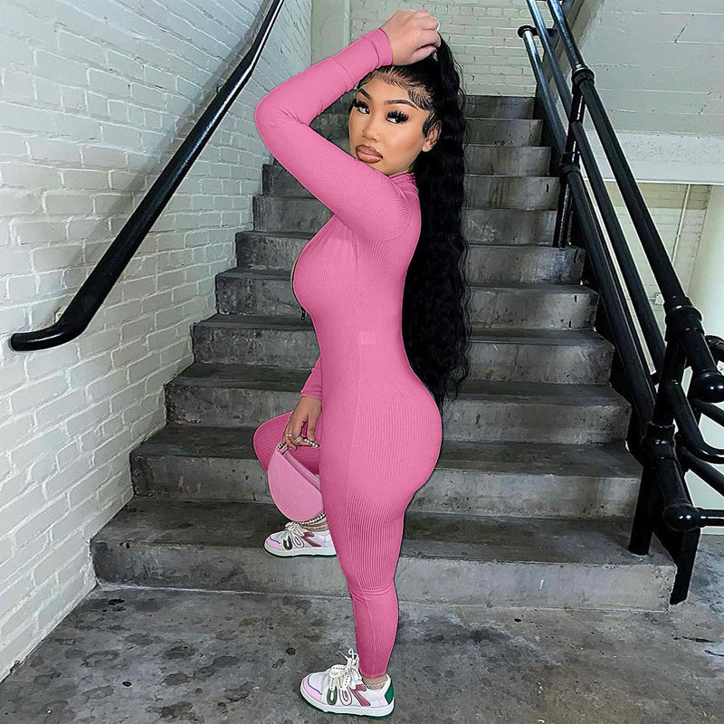 Women Jumpsuit Winter Women's Zipper Tight Sports Jumpsuit Women