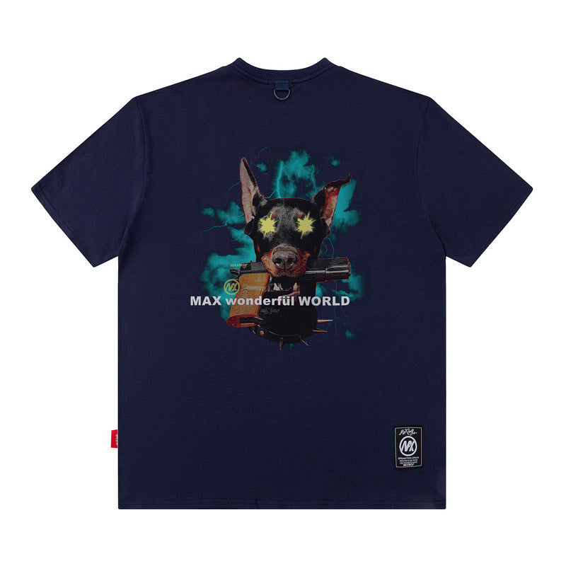 Men T Shirt Doberman Pinscher Printed Hip Hop Loose Short Sleeve T-shirt for Men and Women