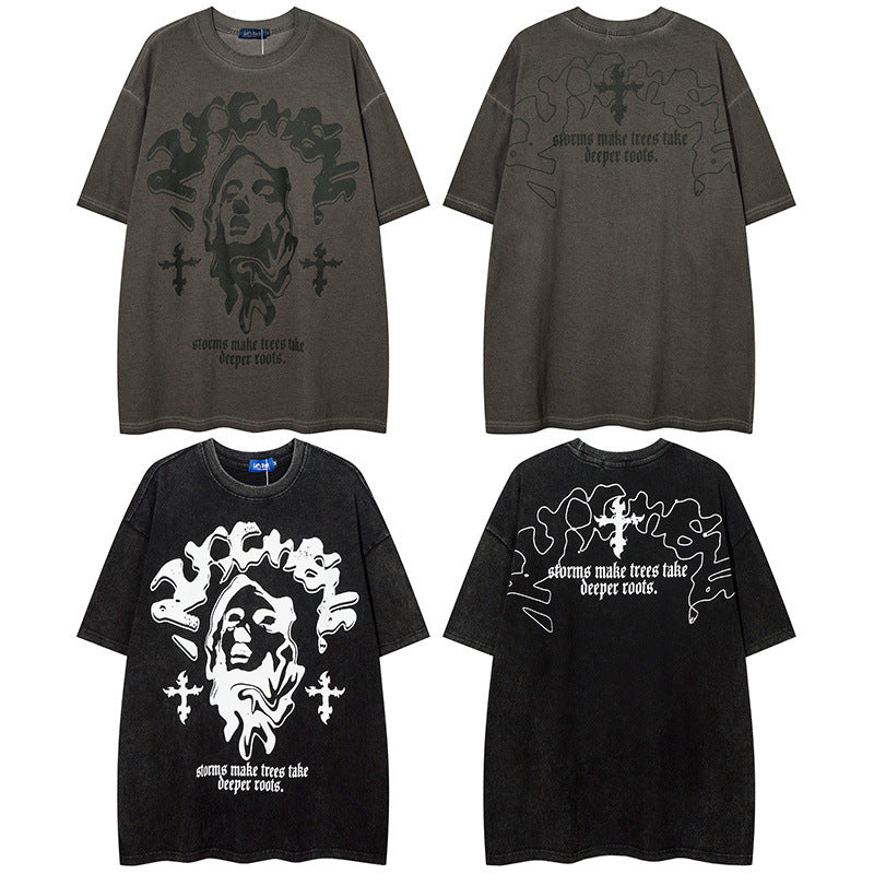 Men T Shirt Fashion Brand Dark Series Graffiti Short Sleeve T-shirt Hip Hop