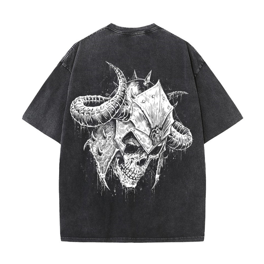 DARC WOLVES Hip Hop Washed Black T-Shirt Streetwear