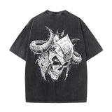 DARC WOLVES Hip Hop Washed Black T-Shirt Streetwear
