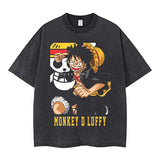 Youth men ONE PIECE oversize Faded Vintage T Shirts Anime
