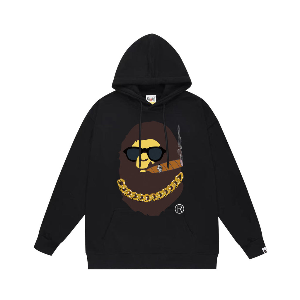 Bathing Ape Hoodie Autumn/Winter Letter Print Loose Hoodie Pullover Ape Sweater