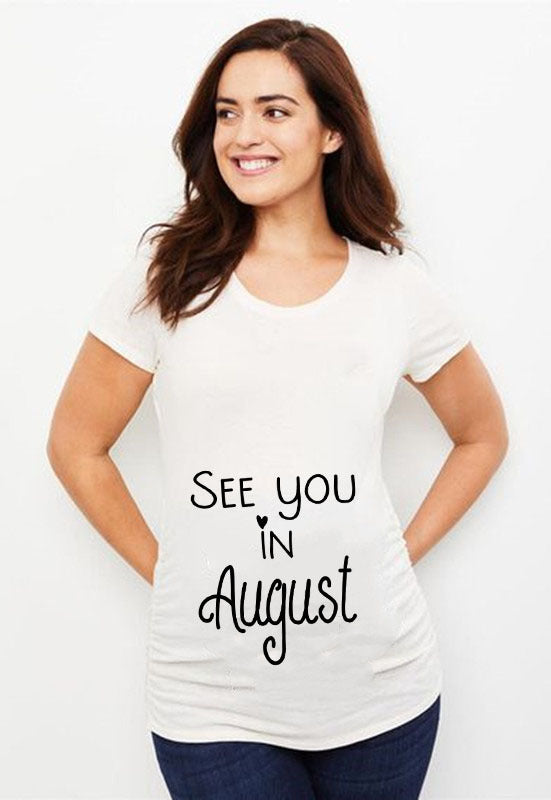 See You In May Print Announcement Pregnant T Shirt Mater