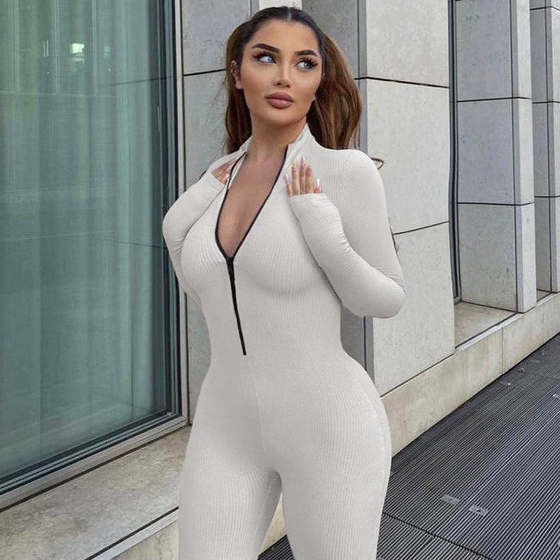 Women Jumpsuit Winter Women's Zipper Tight Sports Jumpsuit Women