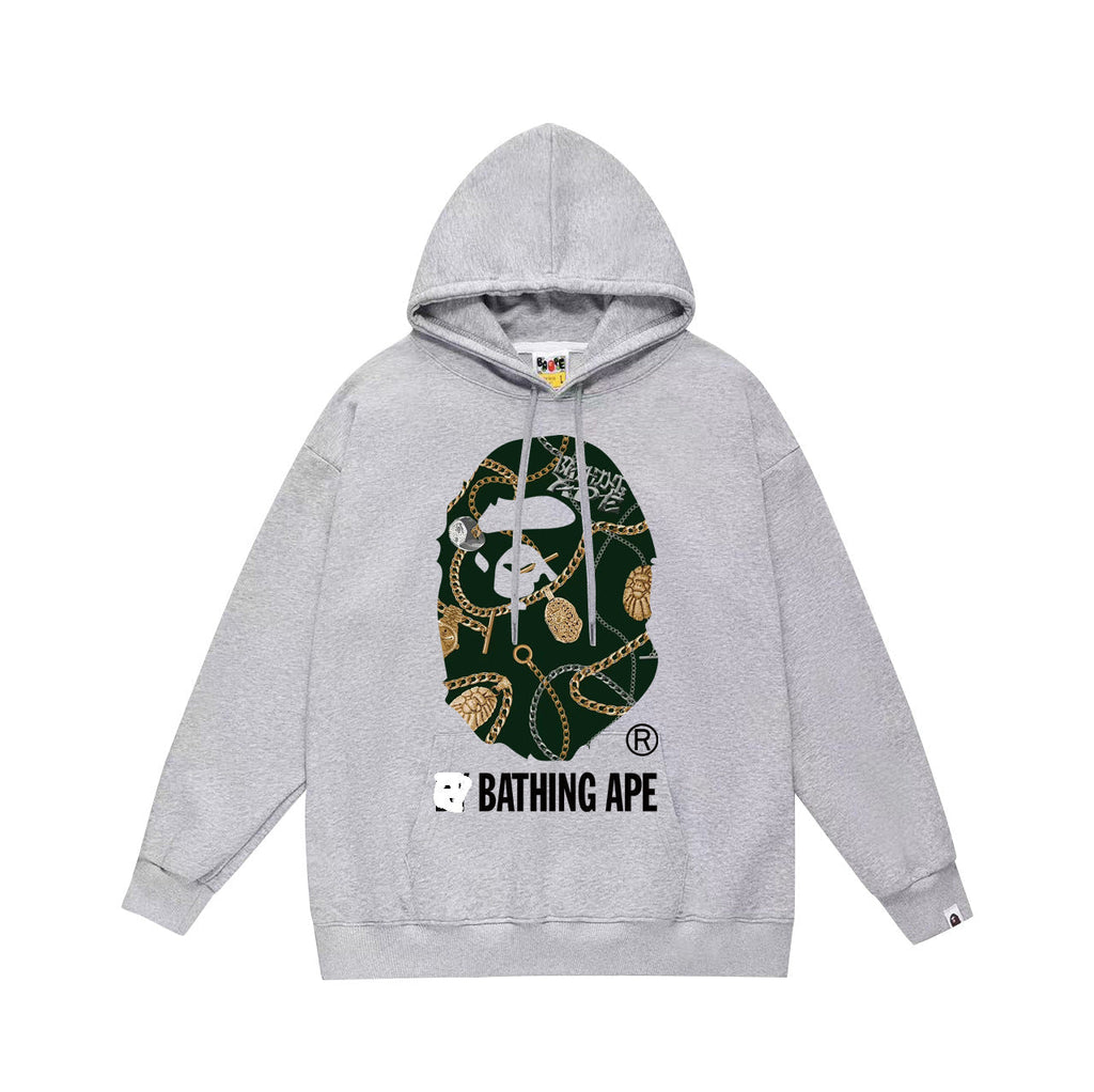 Bathing Ape Hoodie Autumn/Winter Letter Print Loose Hoodie Pullover Ape Sweater