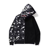 Bathing Ape Ape Head Camouflage Stitching Sweatshirt Hooded Zipper Fleece Jacket