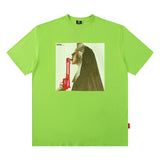 Men T Shirt Loose Short Sleeve T-shirt Male and Female Personality Printed Cotton round Neck