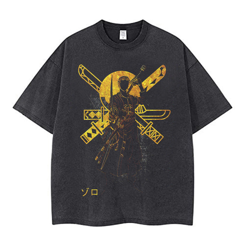 Youth men ONE PIECE oversize Faded Vintage T Shirts Anime