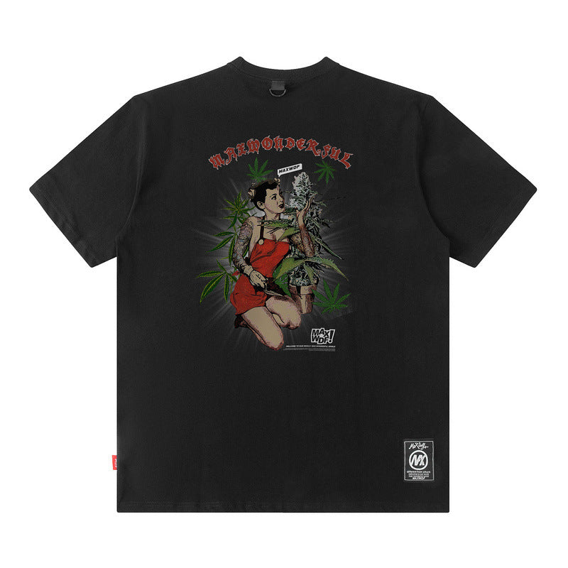 Men T Shirt Doberman Pinscher Printed Hip Hop Loose Short Sleeve T-shirt for Men and Women