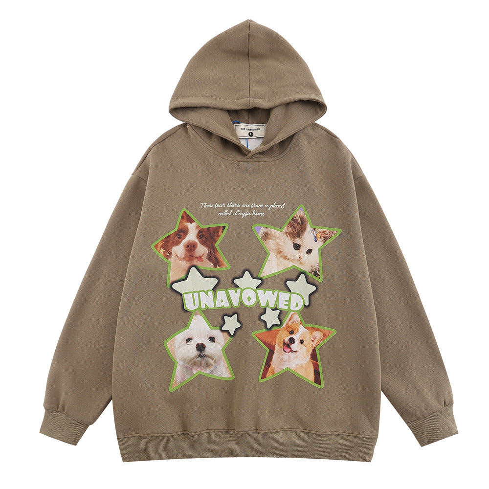 Men Hoodie Printed Hoodie Men's Spring and Autumn Loose Long Sleeve Pullover