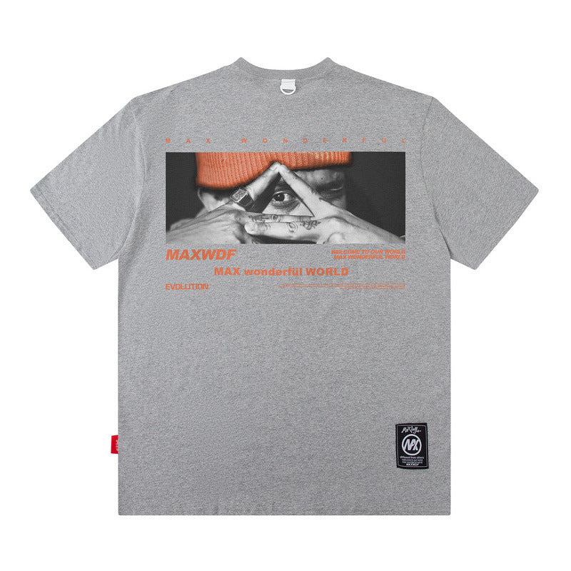 Men T Shirt Cartoon Printed Short-Sleeved T-shirt Men and Women Street Cotton Casual