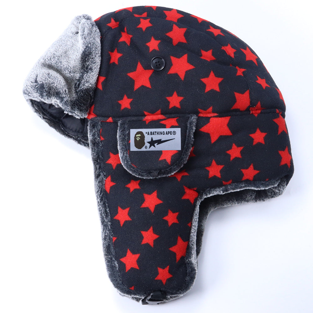Bathing Ape Hat Outdoor Cycling Windproof Ears Thickened Thermal Pilot Cap