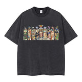 Youth men ONE PIECE oversize Faded Vintage T Shirts Anime