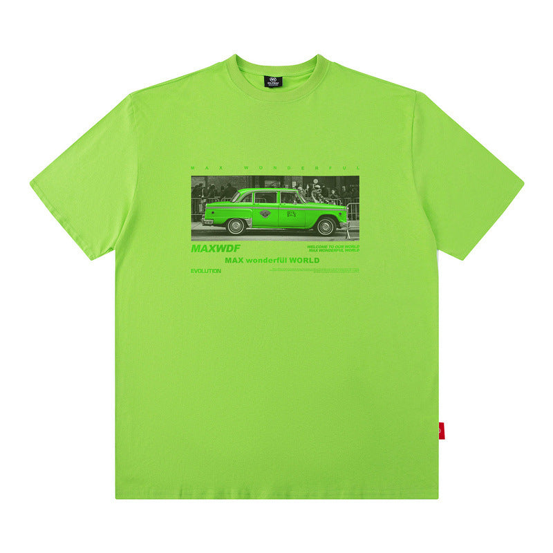 Men T Shirt Cartoon Printed Short-Sleeved T-shirt Men and Women Street Cotton Casual