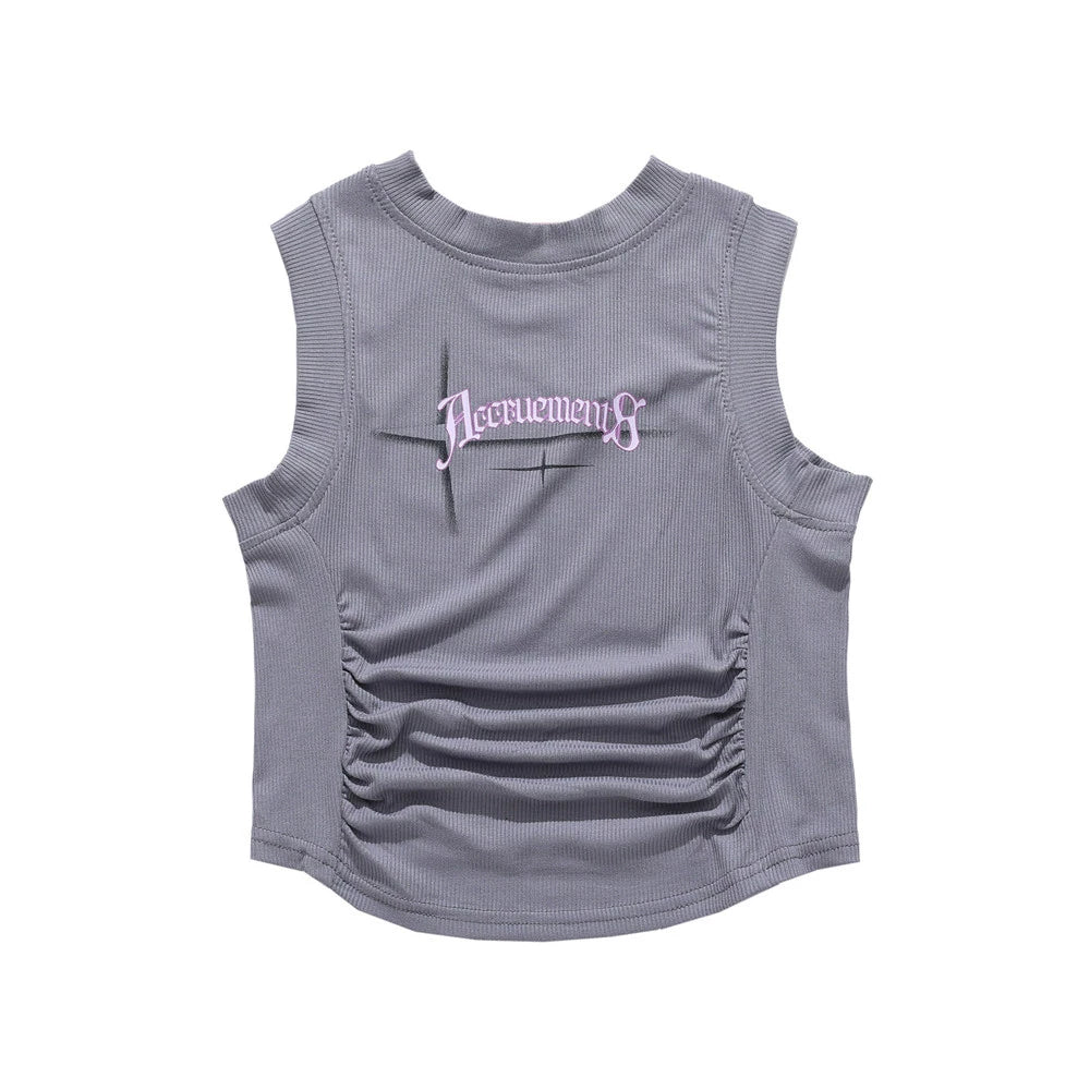 Women Vest Letter Print Short Vest for Girls Summer Sleeveless