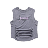 Women Vest Letter Print Short Vest for Girls Summer Sleeveless