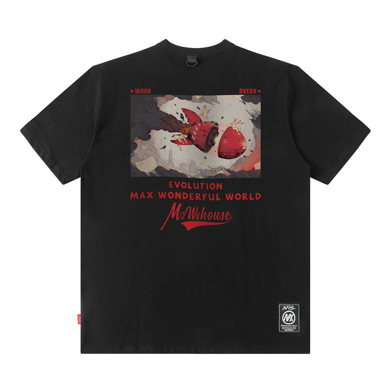 Men's T Shirt Letter Short Sleeve T-shirt Men's and Women's Loose Top