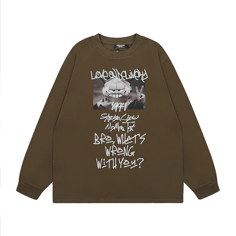 Men Long Sleeve Shirt Printed Long Sleeve Bottoming T-shirt Men and Women Vintage Basic All-Matching Long Sleeve