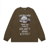 Men Long Sleeve Shirt Printed Long Sleeve Bottoming T-shirt Men and Women Vintage Basic All-Matching Long Sleeve