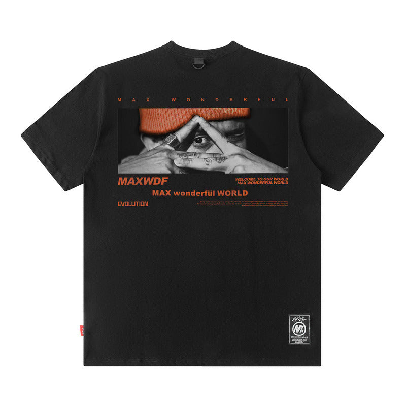 Men T Shirt Cartoon Printed Short-Sleeved T-shirt Men and Women Street Cotton Casual