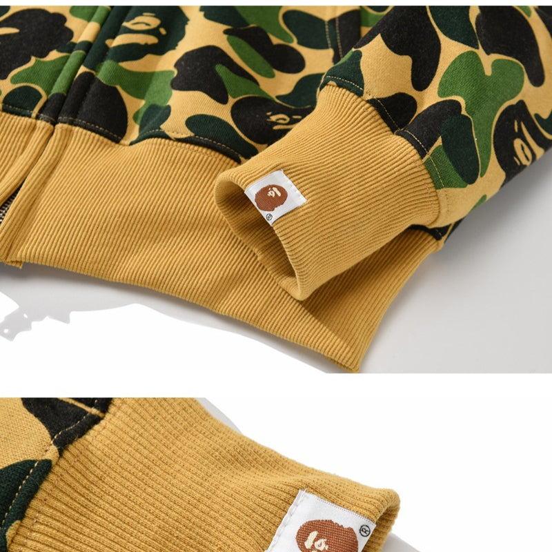 Bathing Ape Hoodie Joint S24 Falcon Full Zip Camouflage Loose Hooded Sweater