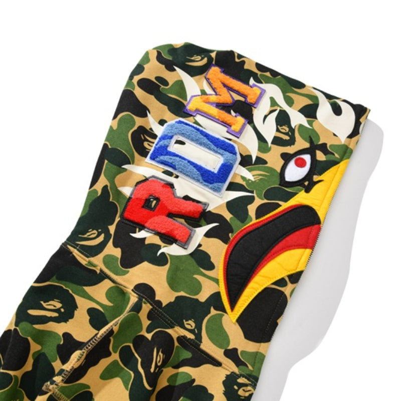 Bathing Ape Hoodie Falcon Camouflage Shark Jacket Fall/Winter Cardigan Zip Fleece Loose Hooded Sweater