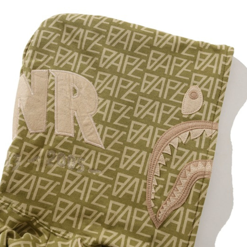 Bathing Ape Hoodie Shark Jacket Men's Autumn and Winter Cardigan Zip Khaki Hooded Sweater