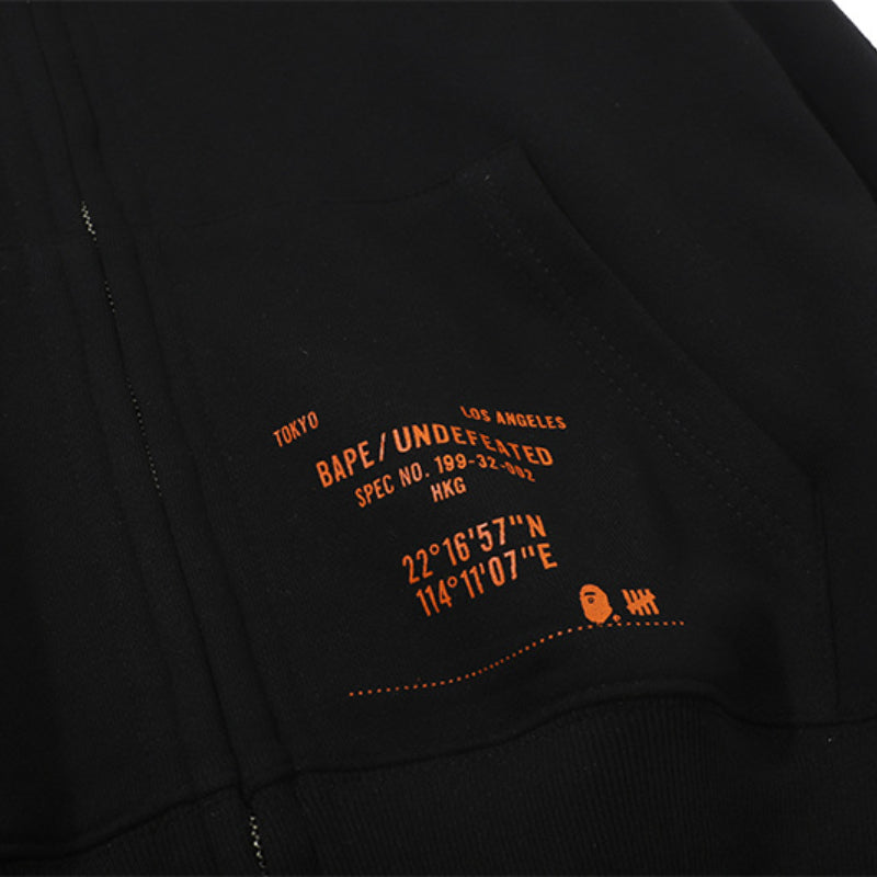 Bathing Ape Hoodie Camouflage Shark Double Hat Jacket Men's Autumn and Winter Cardigan Zipper Embroidered Hooded Sweater