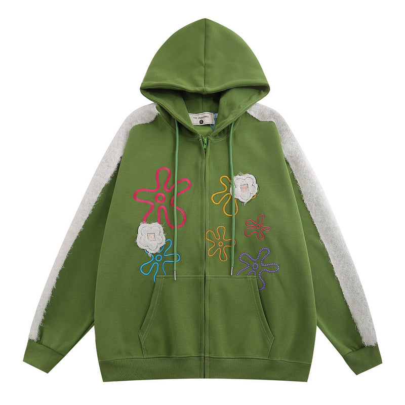 Men Hoodie XINGX Embroidered Hoodie Flocking Stitching Long Sleeve Zipper Coat Hoodie