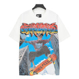 Men's youth t-shirt with rhinestone print, 100% cotton, american retro style