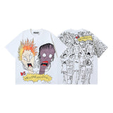 Men's short-sleeve t-shirt - washed print with hotfix rhinestones - 100% cotton - premium quality