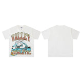 Valley t-shirt men's short-sleeved street printing hot diamond washed cotton