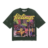 Bkys hotfix rhinestone american streetwear hip-hop print 100% cotton t-shirt
