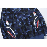 Bathing Ape Sweatshirts Fashion Brand Camouflage Shark Head Print Cotton Terry round Neck Sweater