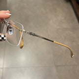 CHH Chrome Hearts Glasses Frame Pure Titanium Ultra Light Frameless Perforated Business Myopia Frame
