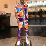 Men Co-Ords Suit Summer Printed Short Sleeved T-shirt Men's Shirt Casual Pants